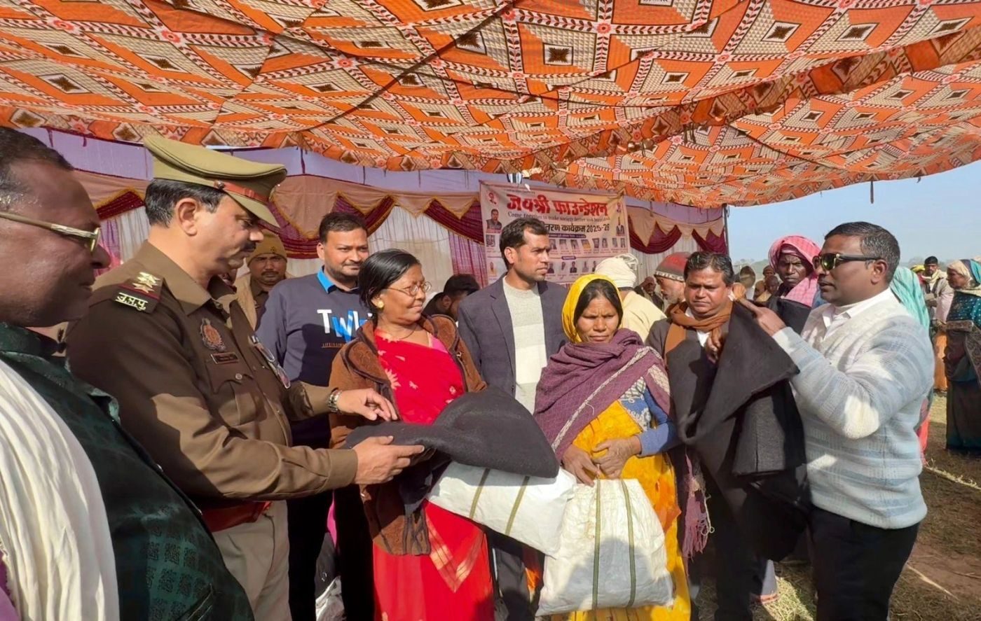 Blanket distribution programme at Korgi Gram Panchayat, winter 2025-26